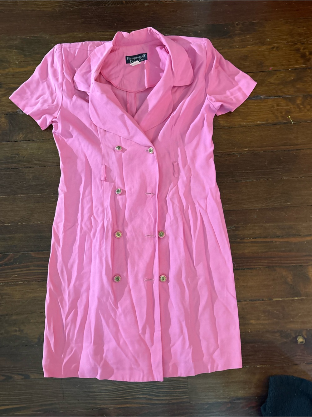 Vintage Hampton dress Co pink button front collared dress size 12